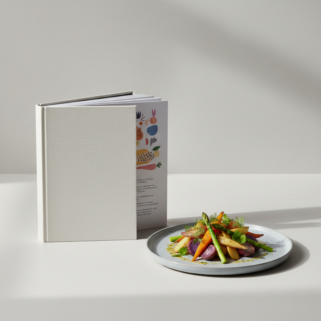 Illustratieve afbeelding van een modern kookboek