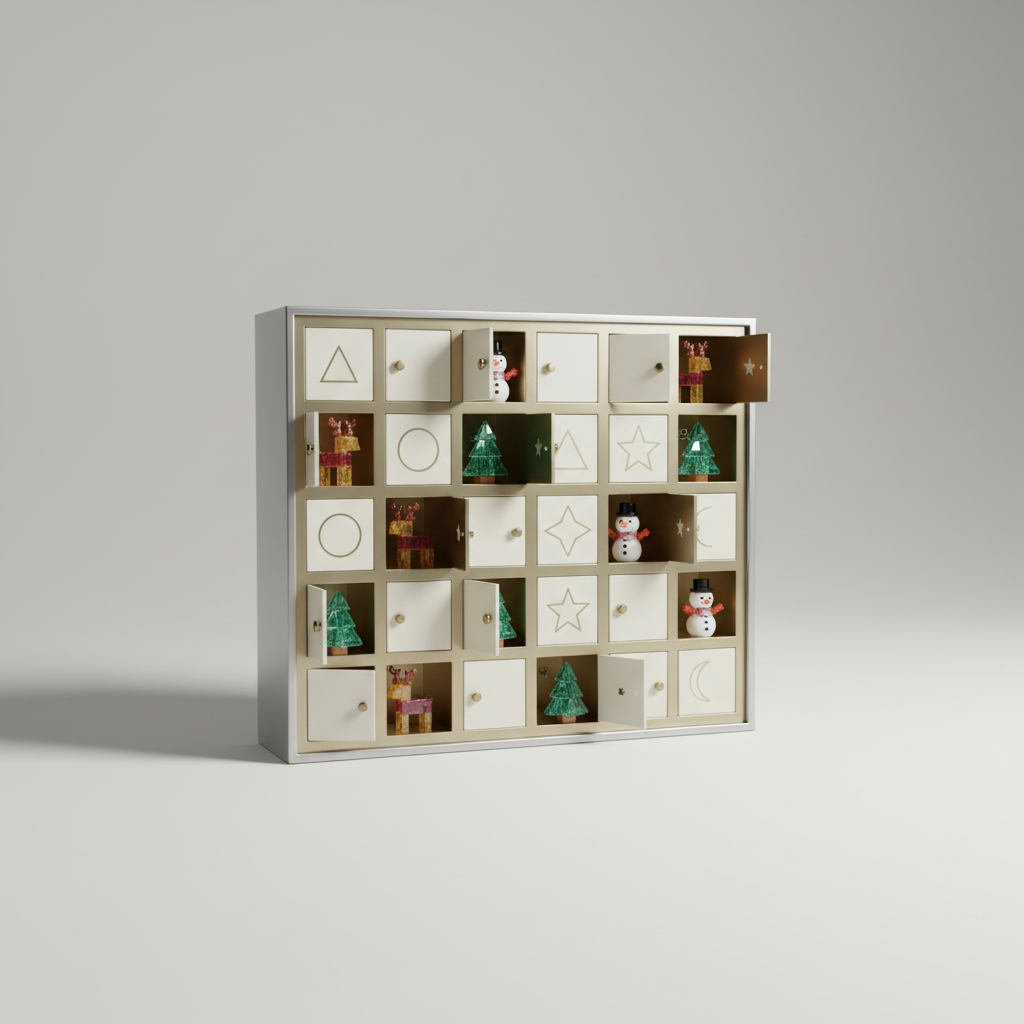 Illustratieve afbeelding van een bouwspeelgoed-adventskalender